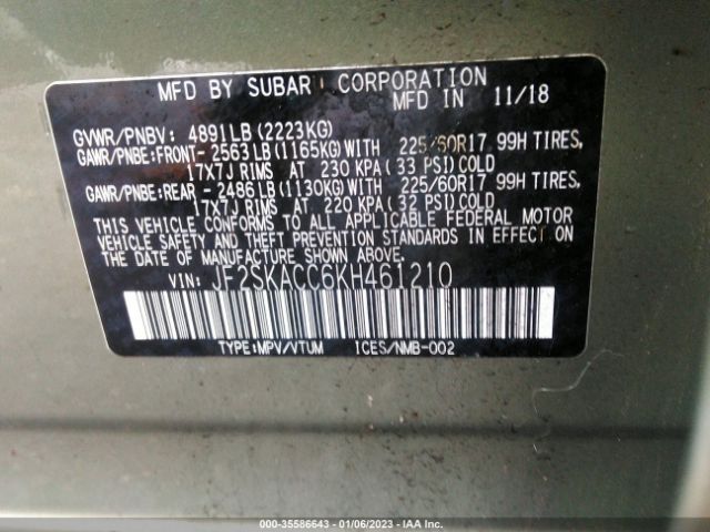 JF2SKACC6KH461210 Subaru Forester