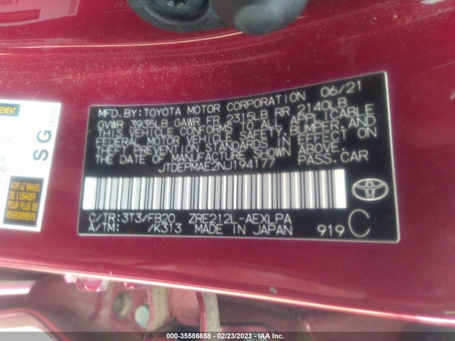 Toyota COROLLA LE 2022 JTDEPMAE2NJ194177 Image 10