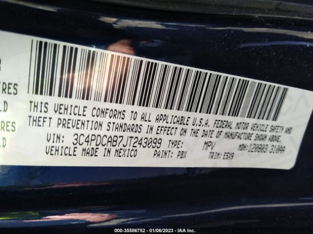 3C4PDCAB7JT243099 Dodge JOURNEY SE