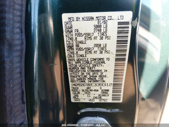 2002 NISSAN FRONTIER 2WD SC SUPERCHARGER VIN: 1N6MD26T02C339312