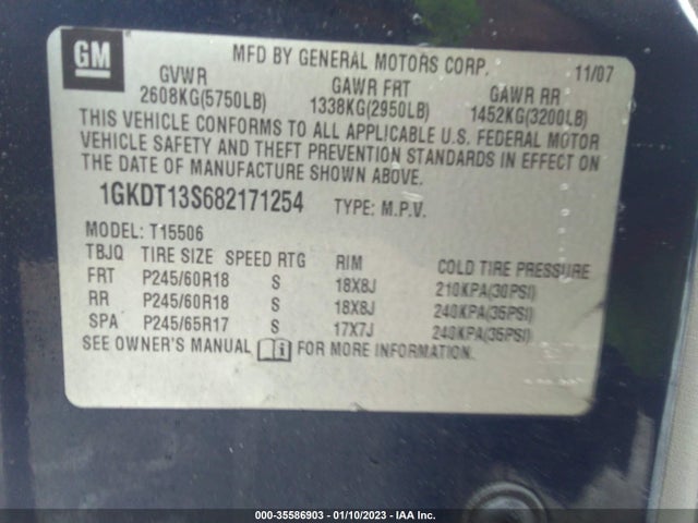 GMC Envoy 2008 1GKDT13S682171254 Image 10
