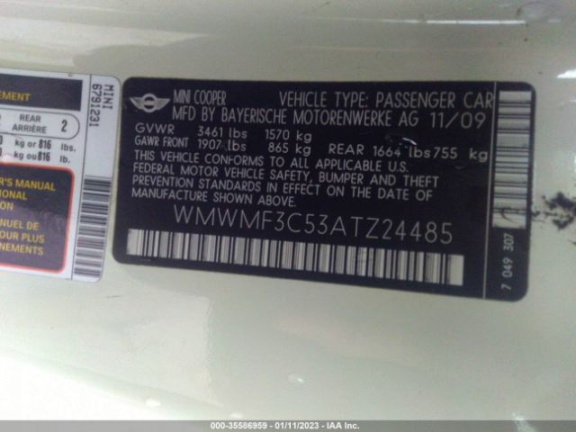 WMWMF3C53ATZ24485 Mini COOPER HARDTOP