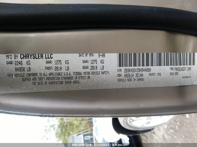 2009 DODGE CHARGER SXT VIN: 2B3KA33V39H544890