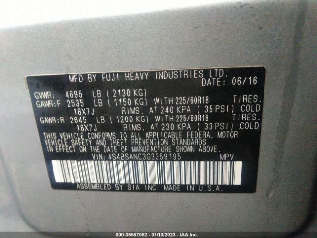 4S4BSANC3G3359195 Subaru Outback 2.5i Limited