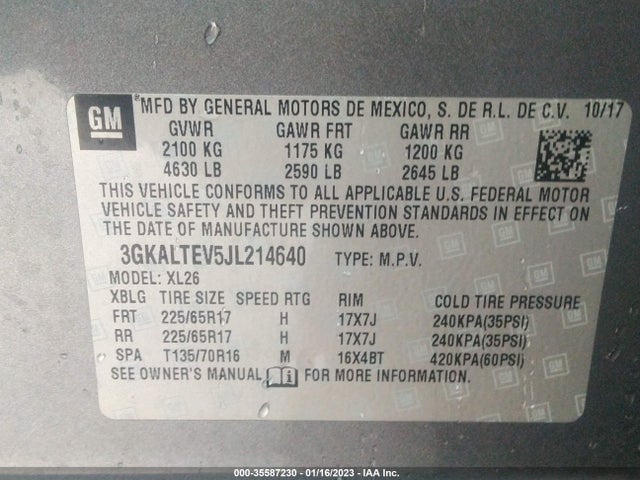 2018 GMC Terrain, VIN: 3GKALTEV5JL214640