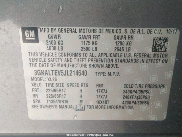 3GKALTEV5JL214640 GMC Terrain Sle