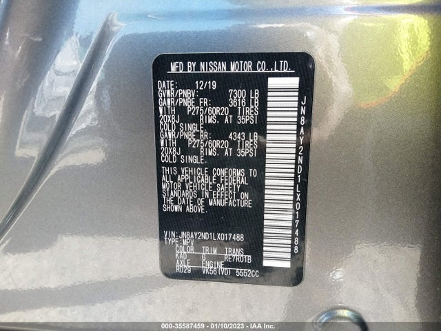 2020 Nissan Armada, VIN: JN8AY2ND1LX017488