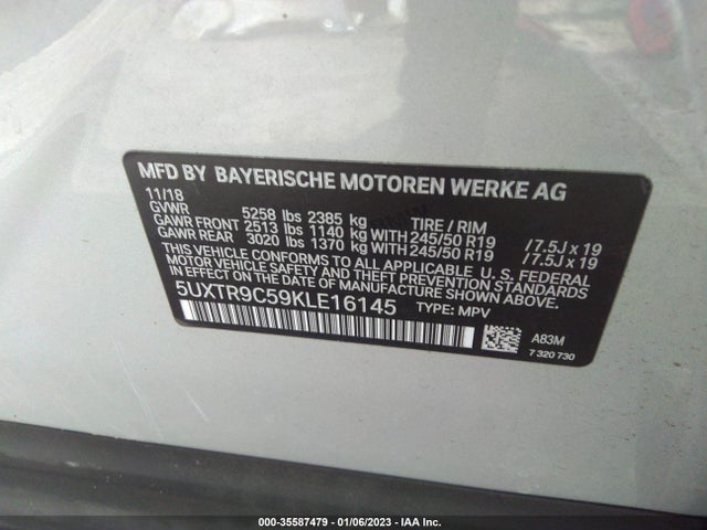 BMW X3 2019 аукцион фото