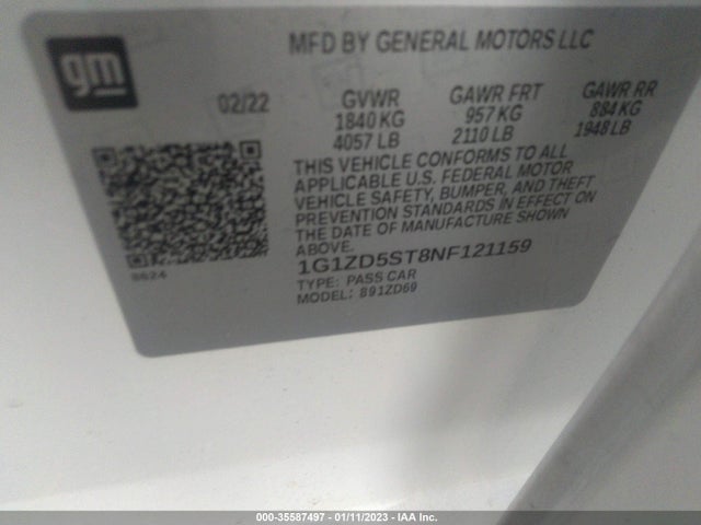 Chevrolet MALIBU LT 2022 1G1ZD5ST8NF121159 Image 9