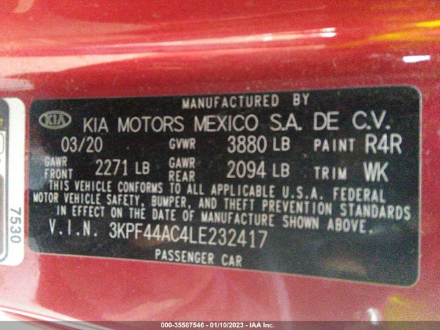 2020 Kia Forte, VIN: 3KPF44AC4LE232417