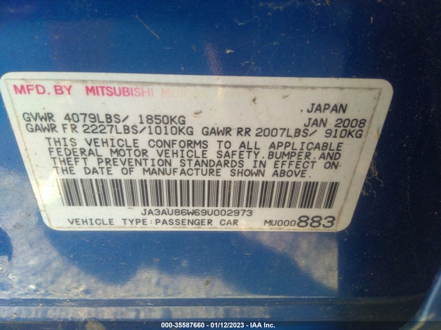 JA3AU86W69U002973 Mitsubishi LANCER GTS
