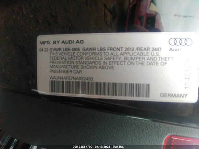 2022 Audi S5, VIN: WAUN4AF57NA032493