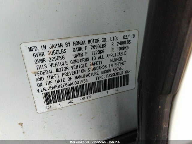 JH4KB2F66AC001954 Acura Rl Tech Pkg/tech/cmbs