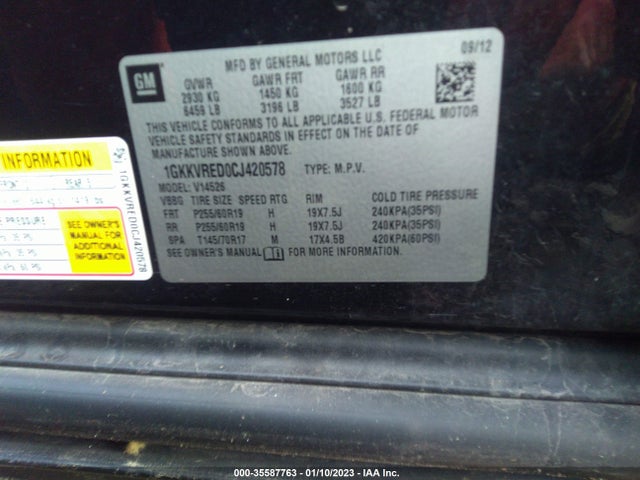 GMC Acadia 2012 1GKKVRED0CJ420578 Image 10