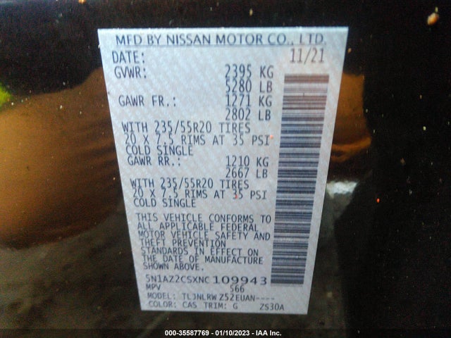 2022 Nissan Murano, VIN: 5N1AZ2CSXNC109943
