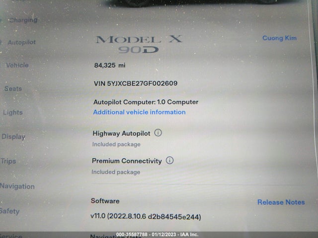 Tesla Model X 70d/90d/75d/60d/p100d 2016 5YJXCBE27GF002609 Image 9