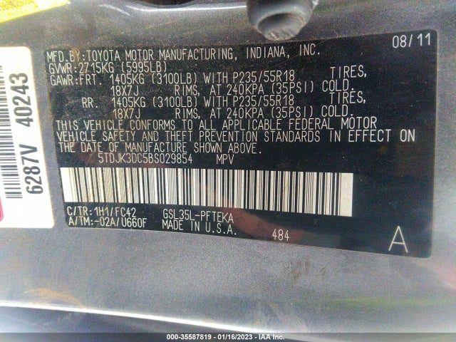 Toyota SIENNA LE 2011 5TDJK3DC5BS029854 Image 11