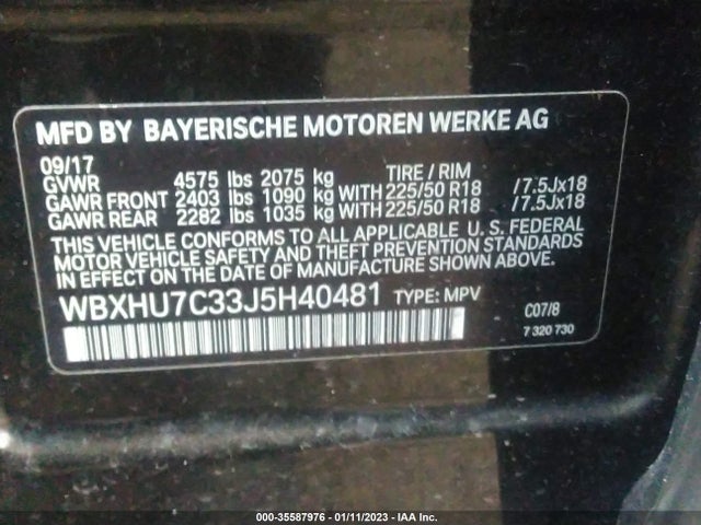 2018 BMW X1, VIN: WBXHU7C33J5H40481