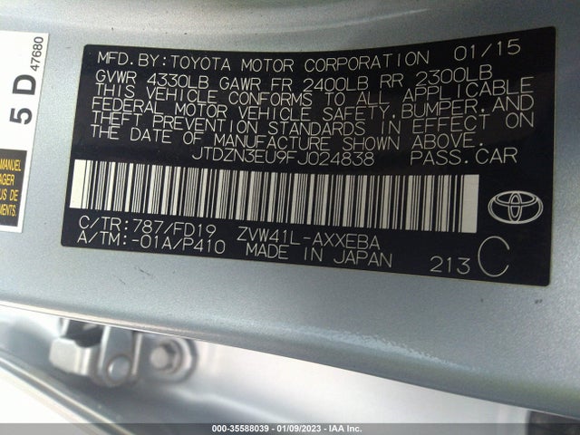2015 Toyota Prius, VIN: JTDZN3EU9FJ024838