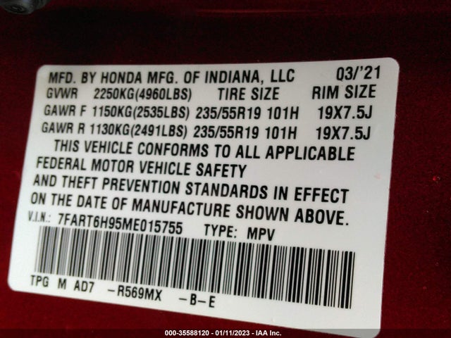 2021 Honda CR-V, VIN: 7FART6H95ME015755