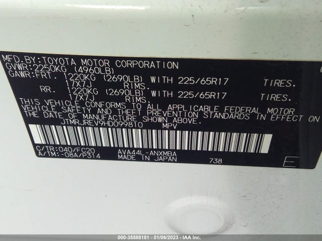 2017 Toyota RAV4, VIN: JTMRJREV9HD099810