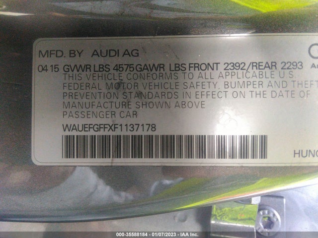 WAUEFGFFXF1137178 Audi A3 2.0t Premium Plus