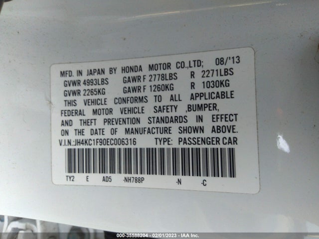2014 Acura RLX, VIN: JH4KC1F90EC006316