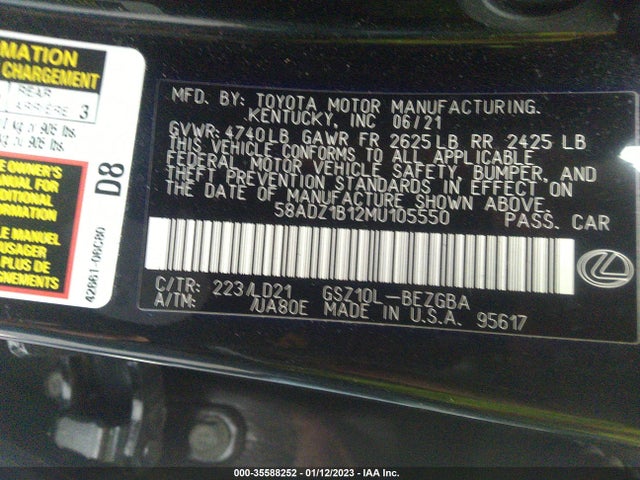 2021 Lexus ES, VIN: 58ADZ1B12MU105550