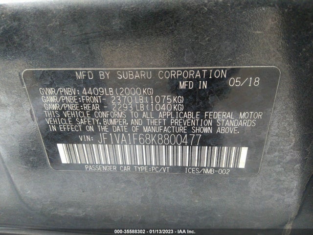 2019 Subaru WRX, VIN: JF1VA1F68K8800477