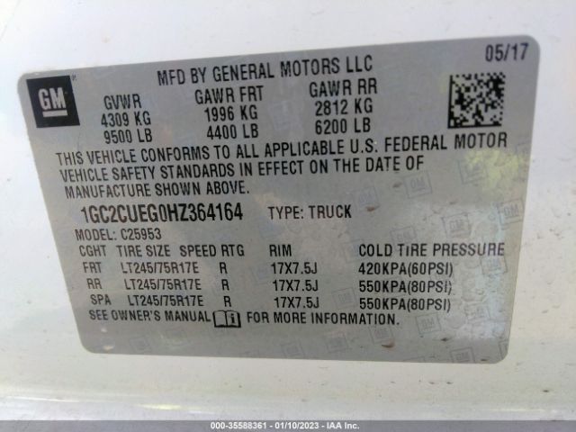 1GC2CUEG0HZ364164 Chevrolet Silverado 2500hd Wt