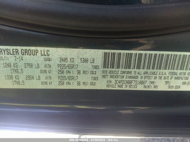 Dodge Journey American Value Pkg 2015 3C4PDCAB8FT510807 Image 9