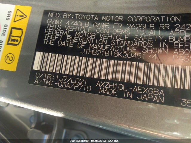 2019 Lexus ES, VIN: JTHB21B18K2045174