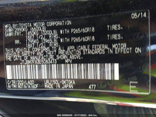 JTJBM7FX3E5083473 Lexus GX 460