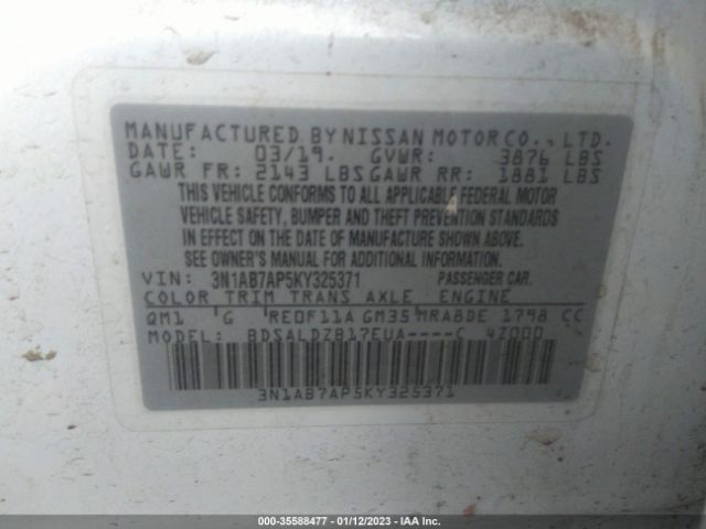 3N1AB7AP5KY325371 Nissan SENTRA SV