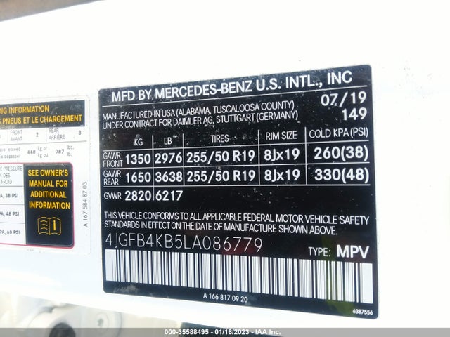 2020 Mercedes-Benz GLE-Class, VIN: 4JGFB4KB5LA086779