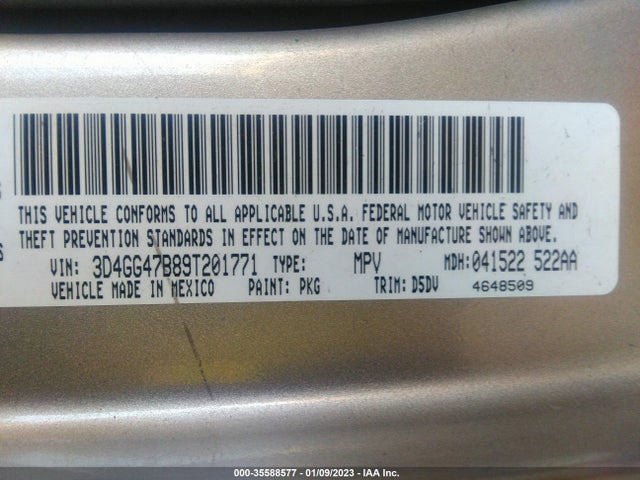 Dodge JOURNEY SE 2009 3D4GG47B89T201771 Image 10