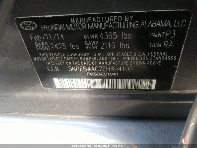 Hyundai SONATA GLS 2014 5NPEB4AC7EH894105 Image 13
