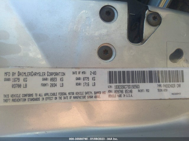 Dodge Neon 2003 1B3ES56C73D192563 Image 10