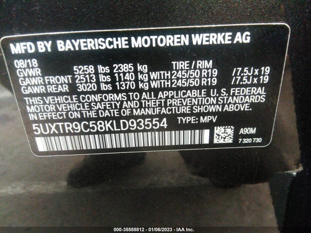 BMW X3 Xdrive30i 2019 аукцион фото
