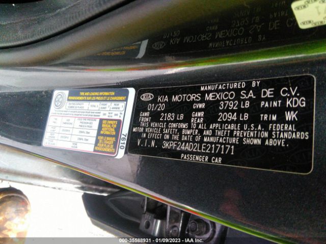 3KPF24AD2LE217171 KIA Forte Lxs
