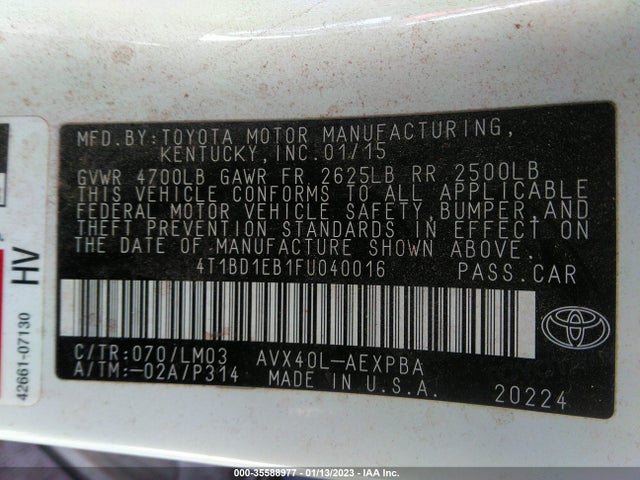 2015 Toyota Avalon, VIN: 4T1BD1EB1FU040016