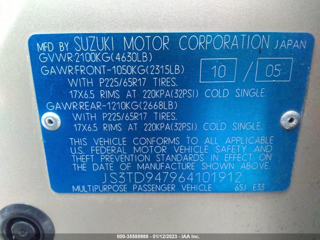JS3TD947964101912 Suzuki Grand Vitara Luxury