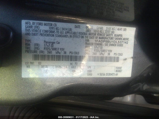 2013 FORD C-MAX HYBRID SEL VIN: 1FADP5BU1DL537142