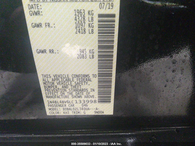 Nissan Altima 2.5 S 2020 1N4BL4BV6LC133998 Image 11
