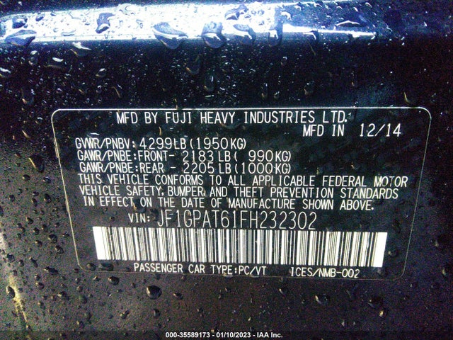 JF1GPAT61FH232302 Subaru Impreza Wagon 2.0i Sport Premium
