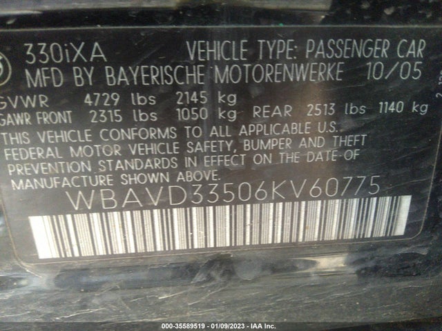 BMW 3 Series 330xi 2006 WBAVD33506KV60775 Image 10