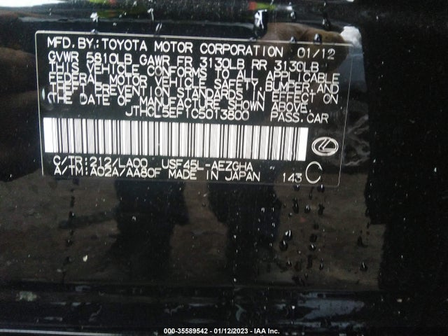 Lexus LS 460 2012 JTHCL5EF1C5013800 Image 10