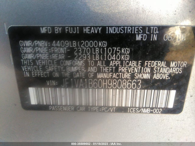 2017 Subaru WRX, VIN: JF1VA1B60H9808663