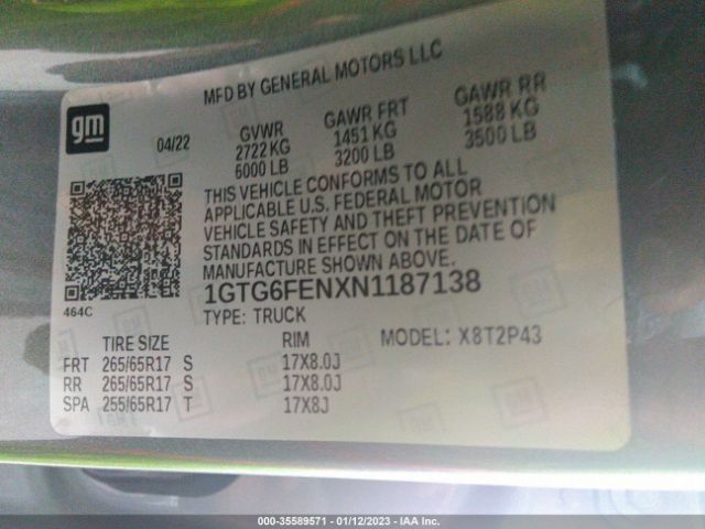 1GTG6FENXN1187138 GMC Canyon
