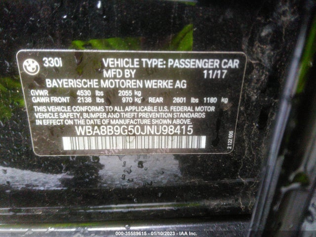 BMW 3 Series 330i 2018 WBA8B9G50JNU98415 Image 10